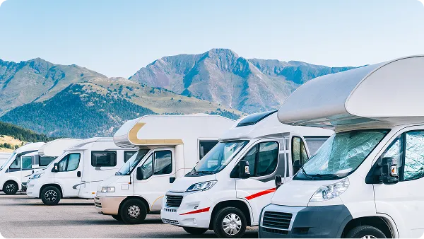 RVs infront of Mountains 
