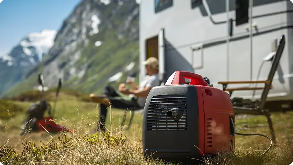 Motor beside RV in the Mountains 